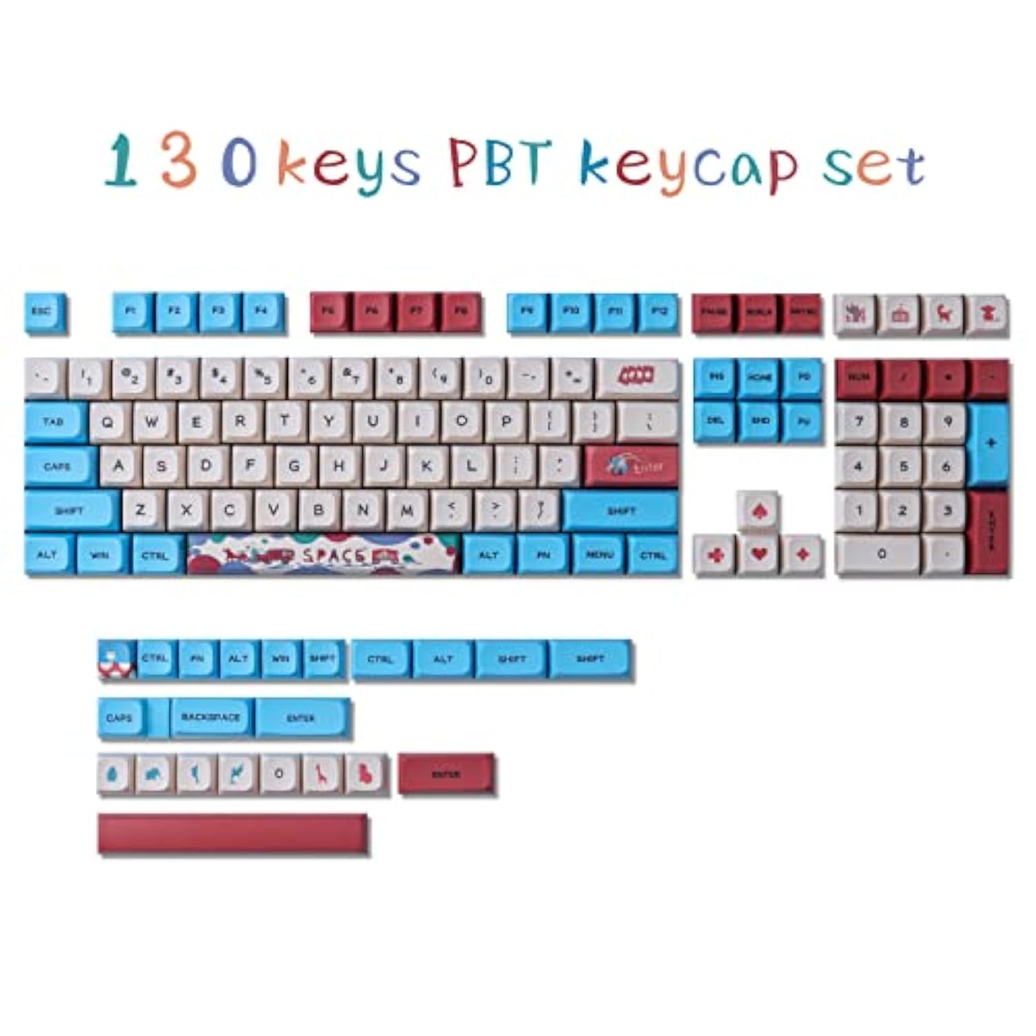 Pbt Keycaps 130 Keys Circus Keycaps Dye-Sublimation Cute Keycaps Xda Profile C