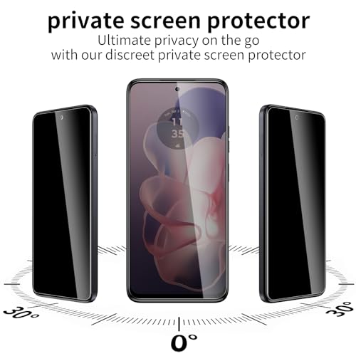 2 Pack Privacy Screen Protector for Motorola Moto G Power 5G 2024, 9H Hardness Double Shatterproof Anti-Spy Tempered Glass Film, Easy Installation,