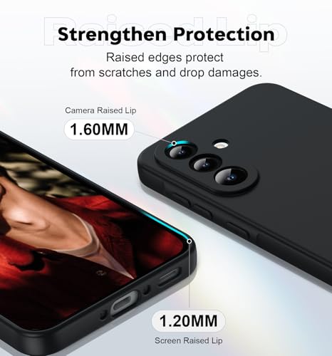 For Samsung Galaxy-A36-5G-Phone Case: Samsung A36 5G Case With [2Pcs] Tempered Glass Screen Protector, Soft Liquid Silicone Shockproof Anti-Scratch Cell Android Cover Unlocked Samsung A 36, Black