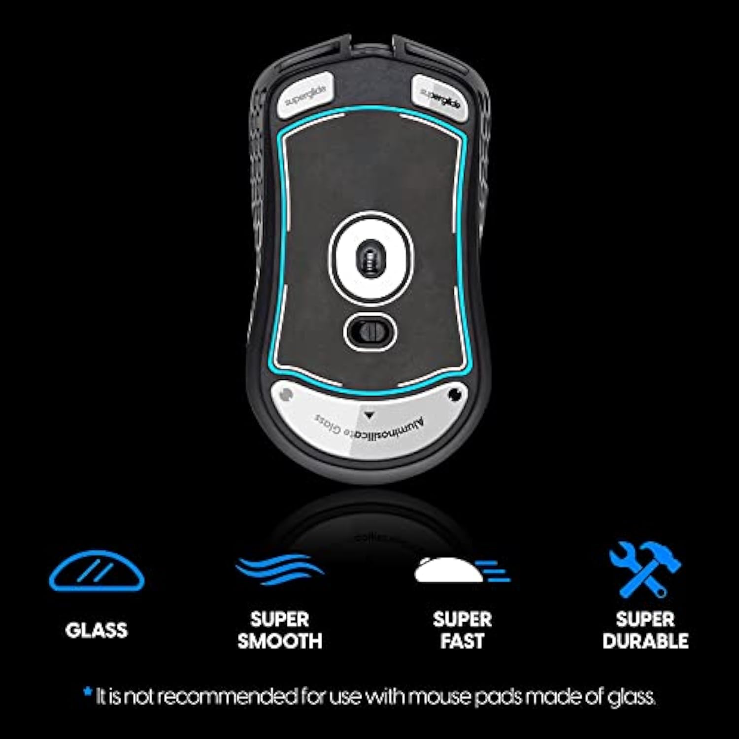 Superglide - Fastest And Smoothest Mouse Feet/Skates Made With Ultra Strong Flawless Glass Super Fast Smooth And Durable Sole For G-Wolves Hati-S Wireless