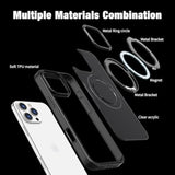 For Iphone 16 Pro Max Case With Screen Protector & Lens Protector [15 Ft Military Drop Protection] Magnetic Kickstand Compatible With Magsafe Slim Translucent Case (Black)