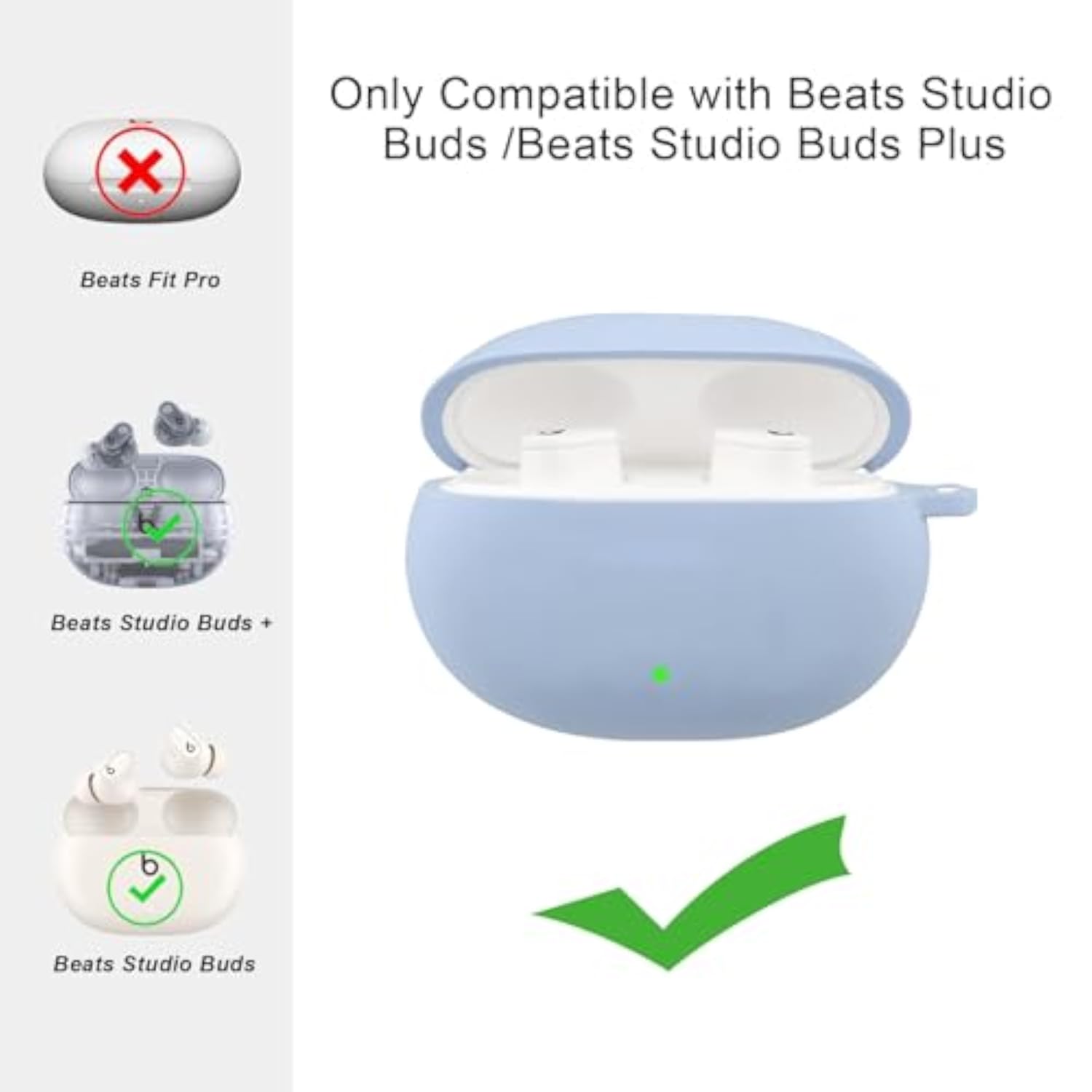 Beats Studio Buds Plus Case Cover with Cute Bee Daisy Flower Charm Keychain,Soft Silicone Protective Case for Beats Studio Buds+ Charging Case Grayish Blue