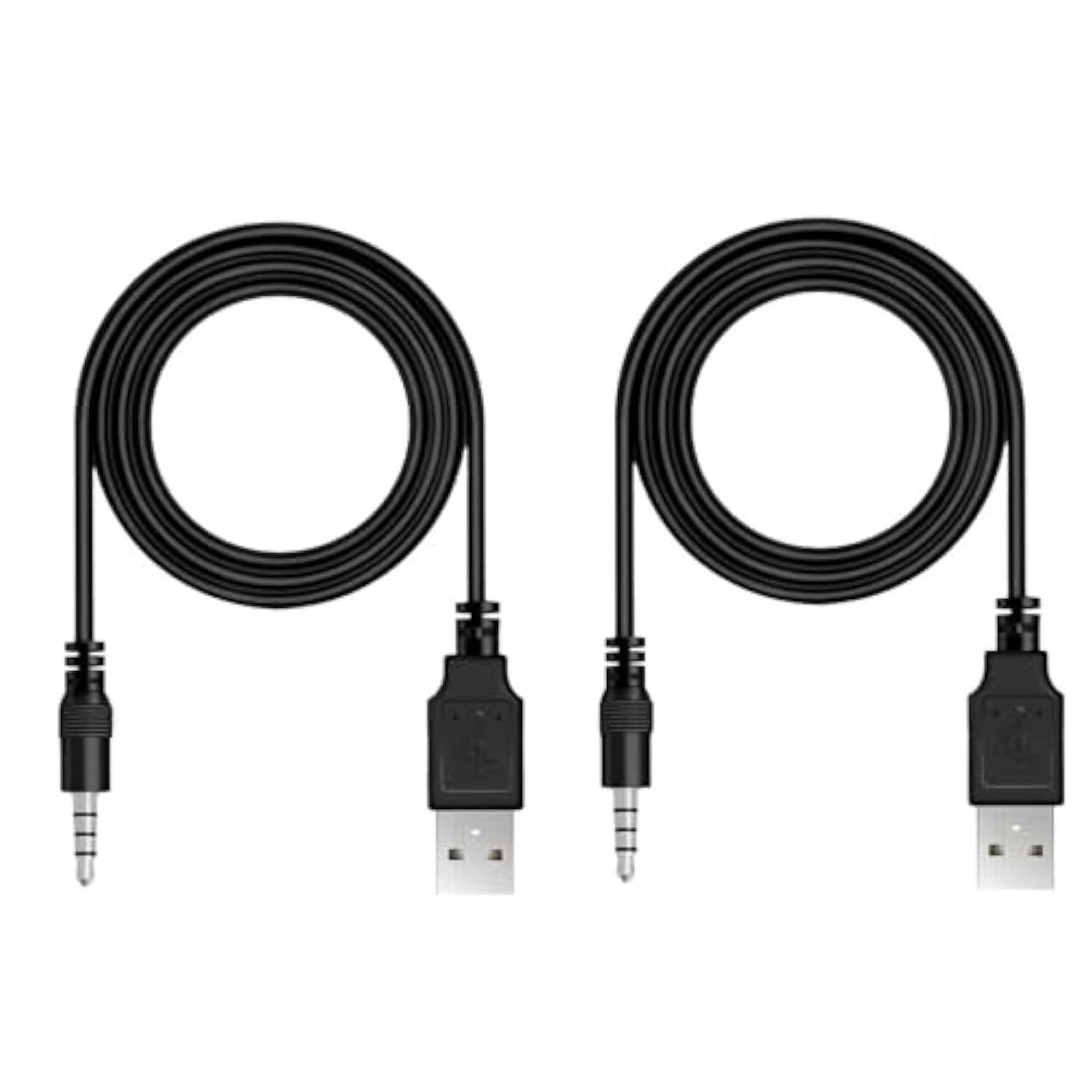 3.5Mm Male Aux Audio Jack To Usb 2.0 Male Charge Cable Adapter Cord, 2Pack Audio Car Stereo Jack Cables To Usb 2.0, Usb Connection Kit, For Music Player- 3.3Ft?Support Data Transmission?
