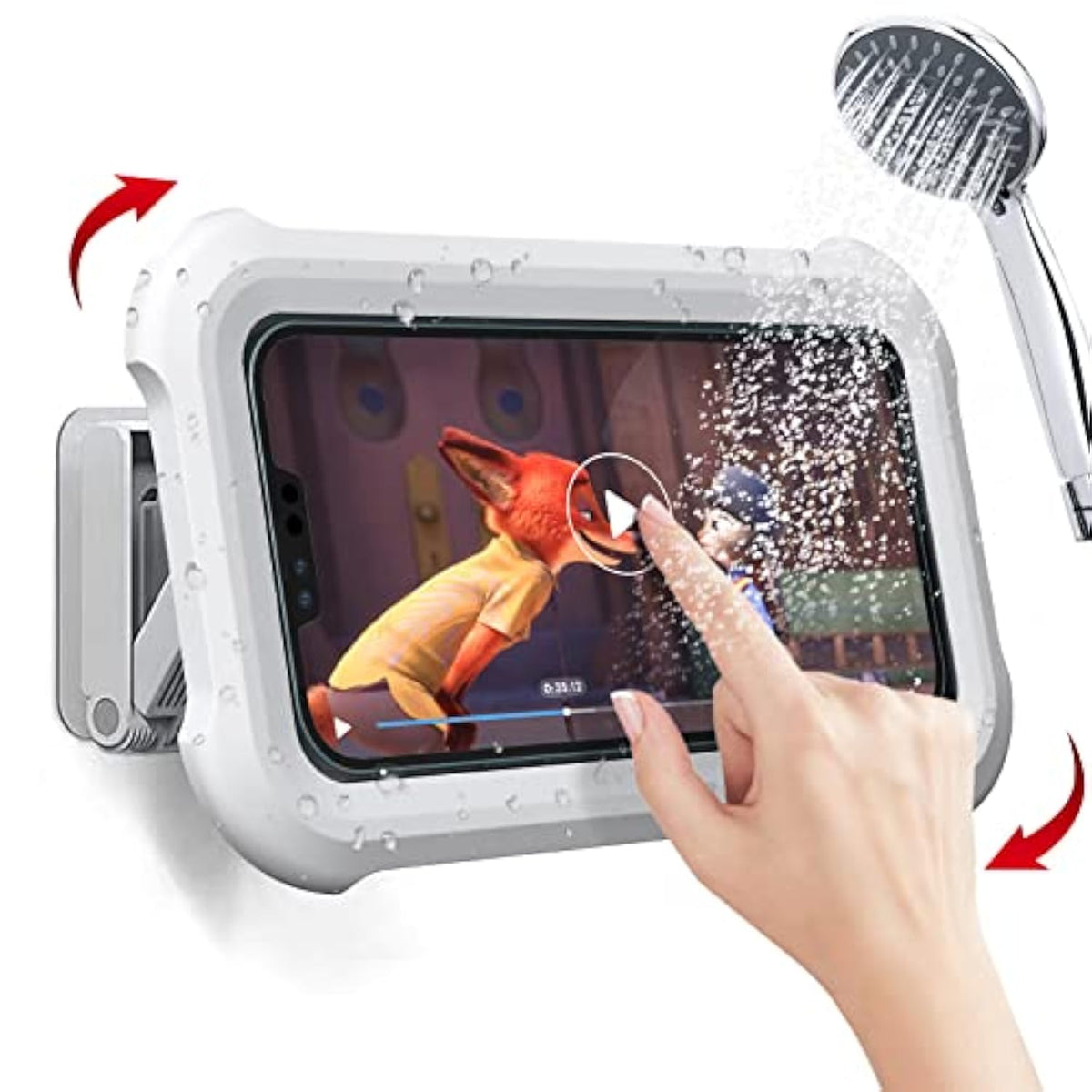 Upgraded 480° Rotating Shower Phone Holder Waterproof Case With Touch Screen,Oolyico Shower Accessories Guardian Buddy Holder Wall Mount Shelf In Bathroom Bathtub For 4" 7" Cell Phone