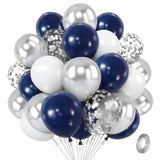 Navy Blue Silver Balloon Kit 50pcs Metallic and Confetti Balloons for Parties