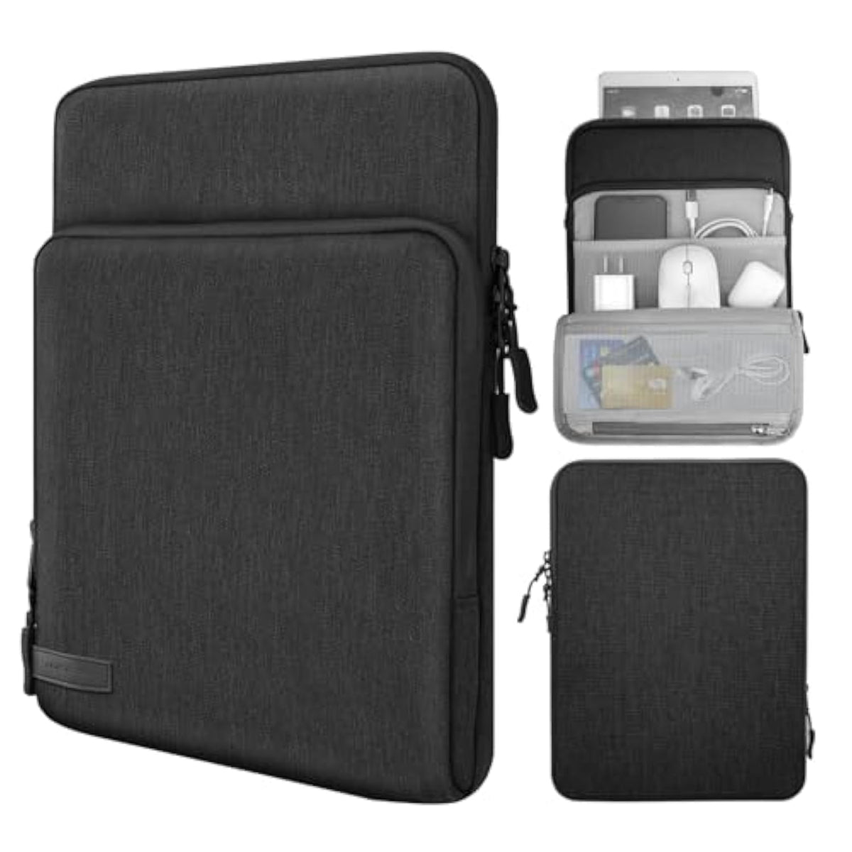 MoKo 8-9 Inch Tablet Sleeve Bag Carrying Case with Storage Pockets Fits New iPad mini (A17 Pro) 8.3" 2024, iPad mini 6/5/4/3/2/1th 8.3"/7.9" 2021-2012, Galaxy Tab A7 Lite 8.7" 2021, Black & Gray