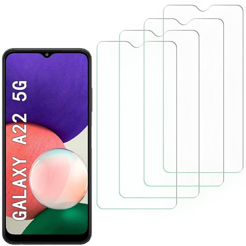[4 Pack] Screen Protector Compatible with  Galaxy A22 5G,Scratch Resistant,Easy-Install,Bubble Free,Anti-Fingerprint,Tempered Glass Compatible