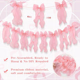 Pink Ribbon Bow Garland Banner, Pink Bow Party Decortions, Women Girls Bow Birthday Decorations, Baby Shower Decor, Tying The Knot Bridal Shower Bachelorette Party Supplies