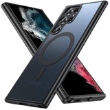 Case For Samsung Galaxy S22 Ultra,Magnetic Galaxy S22 Ultra 5G Phone Case [Compatible With Magsafe] Anti-Fingerprint Translucent Matte Shockproof Protective Case For Samsung S22 Ultra (Black)