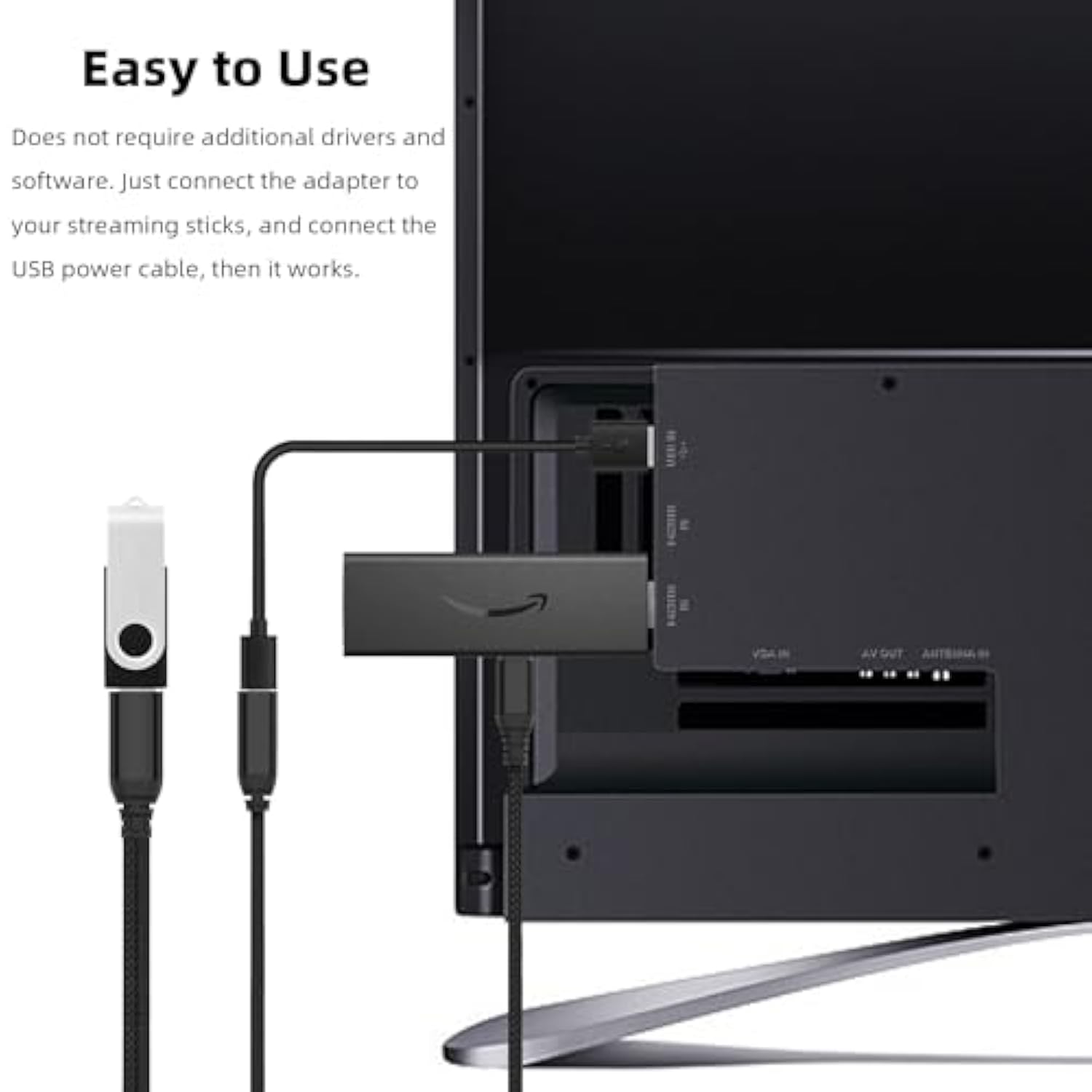 2 Pack Otg Cable Adapter For Fire Tv Stick 4K, Powered Micro Usb To Usb Otg Cable For Android Phone Tablet And More Host Devices With Micro Usb (Black)