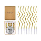 48-Count Gold Spiral Long Thin Metallic Birthday Candles, Cake Candles, Birthday Parties, Wedding Decorations, Party Candles