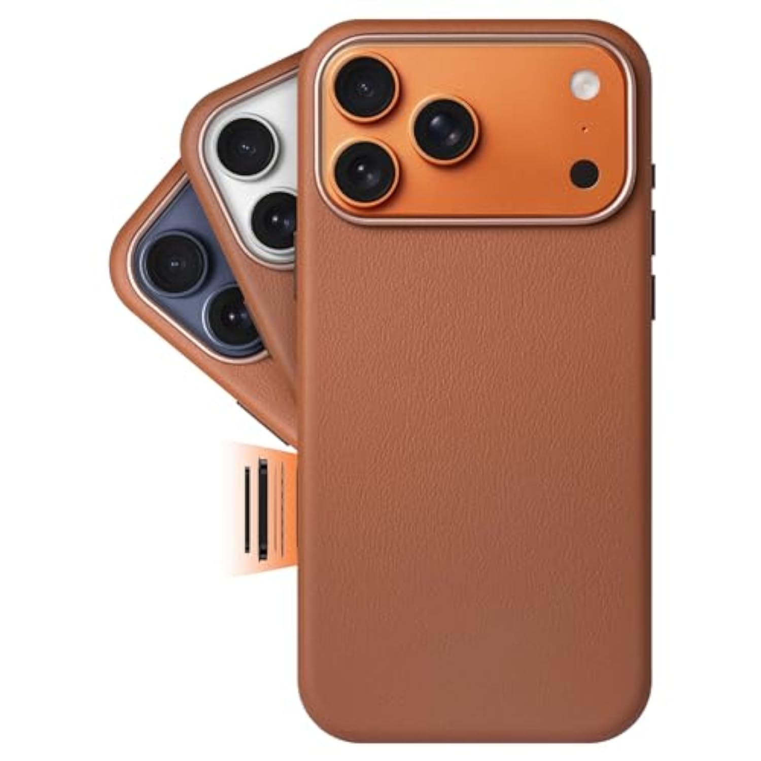 Classic | Gold-Rated Leather - European Genuine Vele Leather Case For Iphone 17 Pro - [Built-In Camera Control And Compatible With Magsafe] - Brown