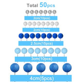 50 Pcs Ball Cake Topper Sticks Mini Balloons For Decorating Supplies Foam Balls Cake Toppers For Baby Shower, Birthday - Blue Series