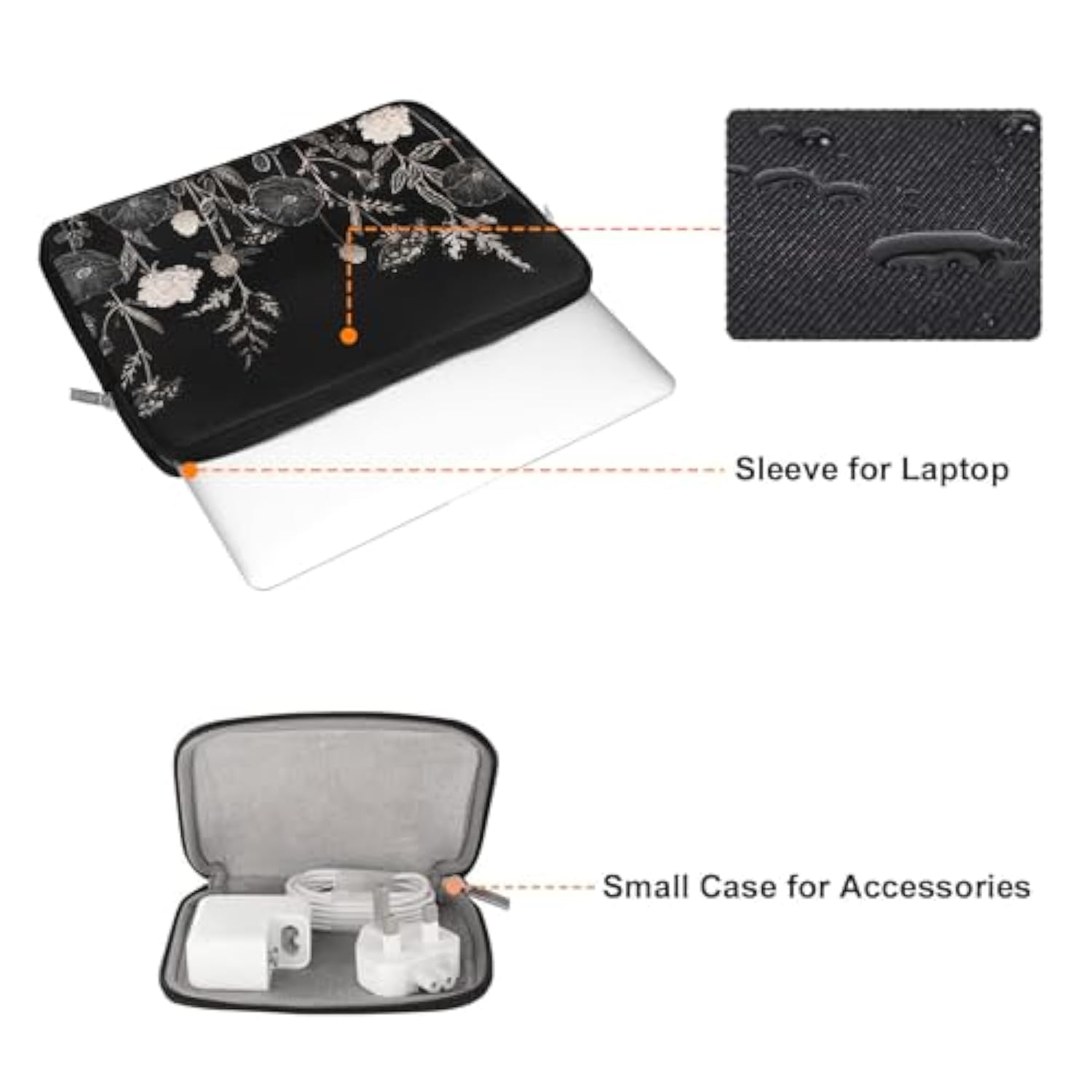 MOSISO Laptop Sleeve Compatible with MacBook Air/Pro, 13-13.3 inch Notebook, Compatible with MacBook Pro 14 inch M4 M3 M2 M1 Pro Max 2024-2021, Neoprene Carrying Bag Cover with Small Case,Retro Flower