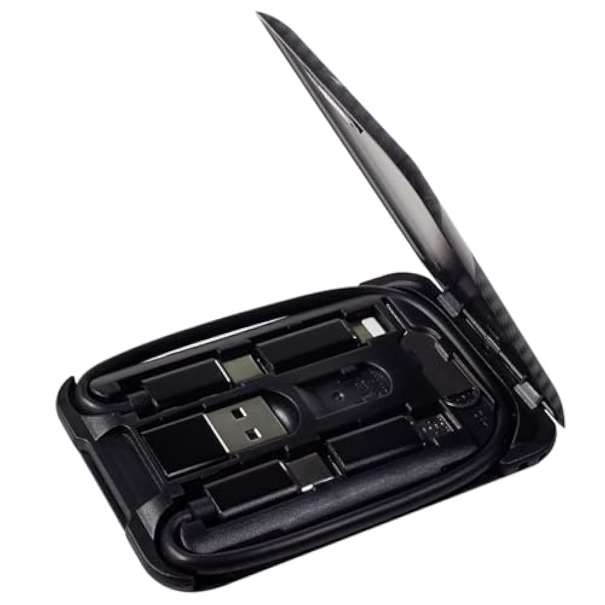 Usb Type C To C Charging And Data Transfer Cable With 3 Adapters Combination Set In Credit Card Size Case, Black