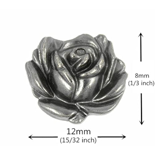 30 Pieces Small Rose Bloom Gray Silver Metal Shank Buttons. 12Mm (15/3
