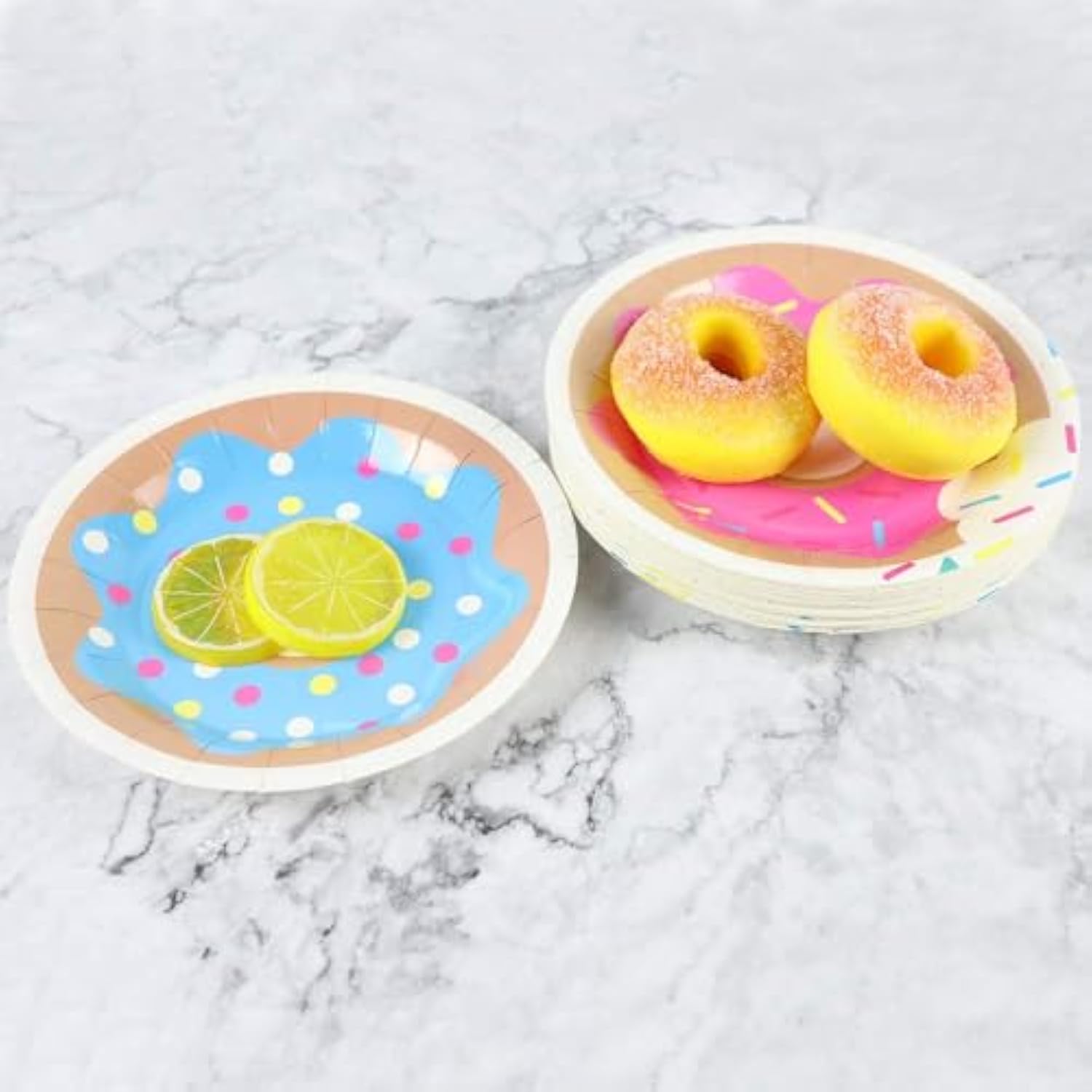 50 Pcs Donut 7 Inch Disposable Paper Dessert Plates For Donut Birthday Party Decoration (Donut)