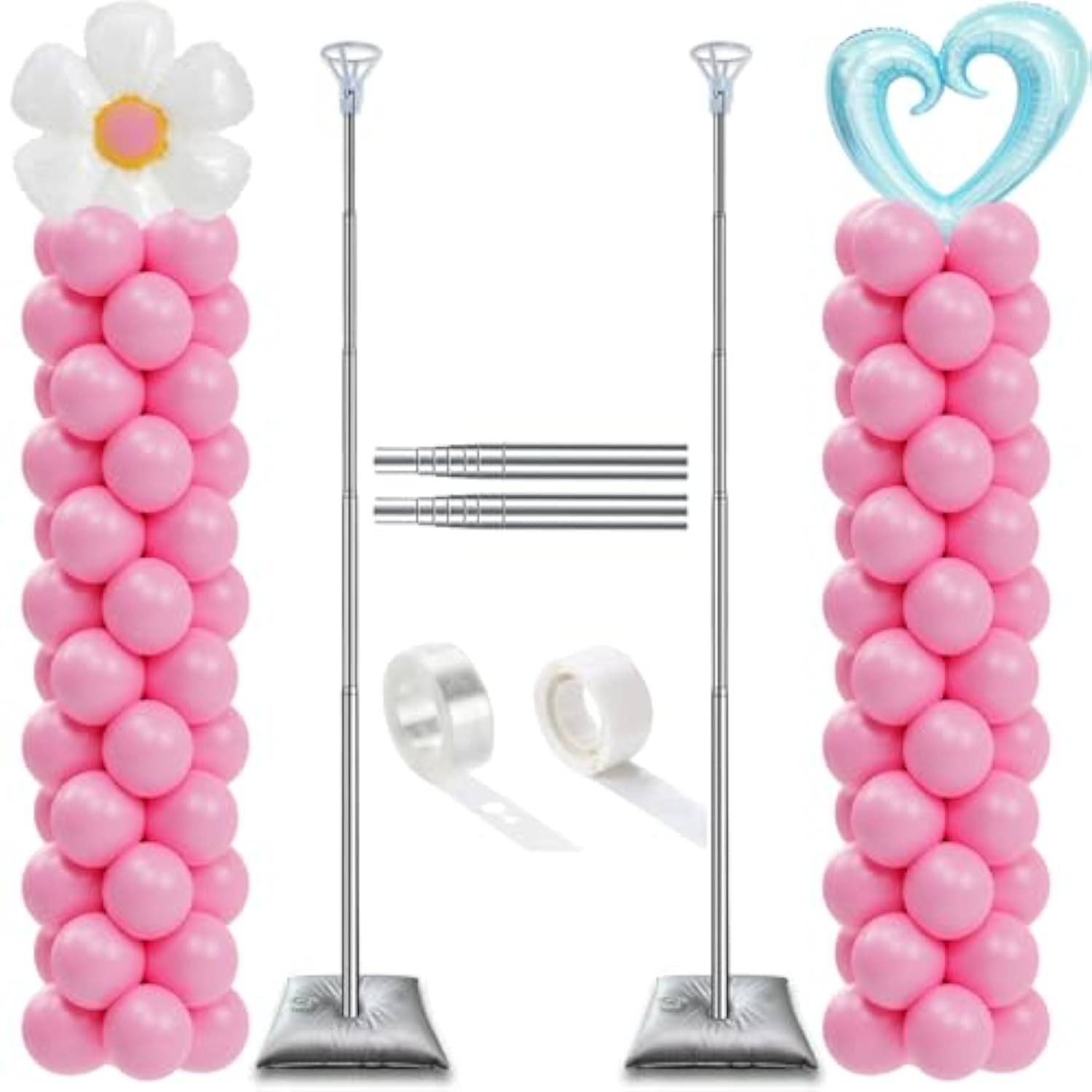 Decojoy Balloon Column Stand Set Of 2, Adjustable 7 Feet Balloon Arch