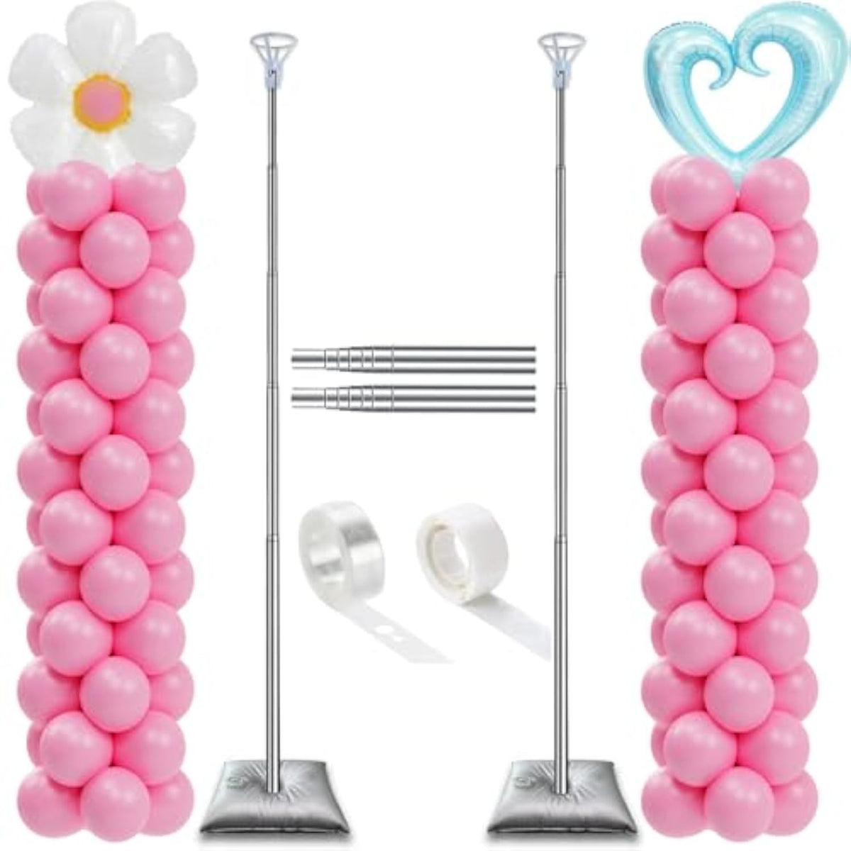 Decojoy Balloon Column Stand Set Of 2, Adjustable 7 Feet Balloon Arch