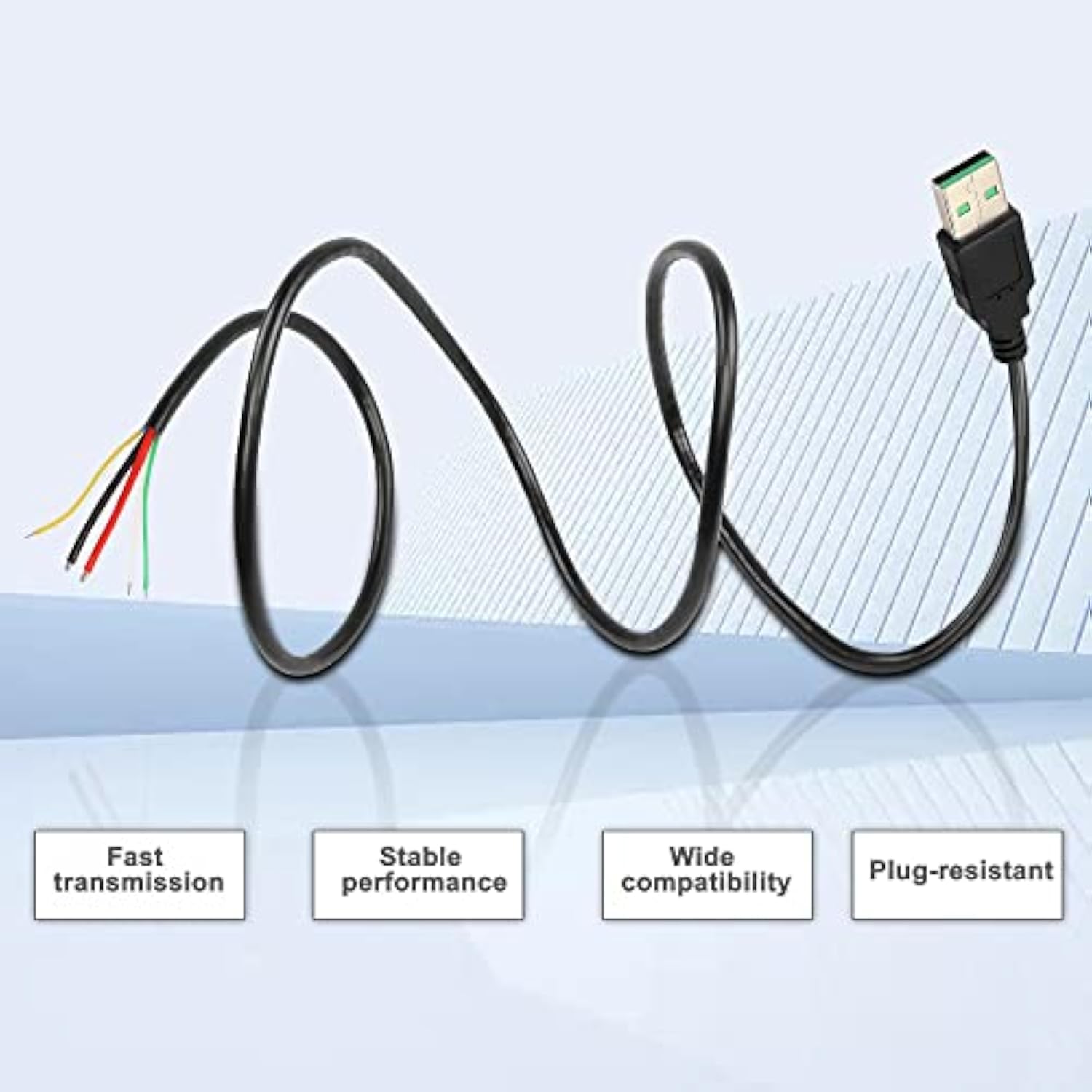 Usb 2.0 Male 5 Pin To Bare Wire Pigtail Open End Cables 5 Cores Usb A 5V 5A Po