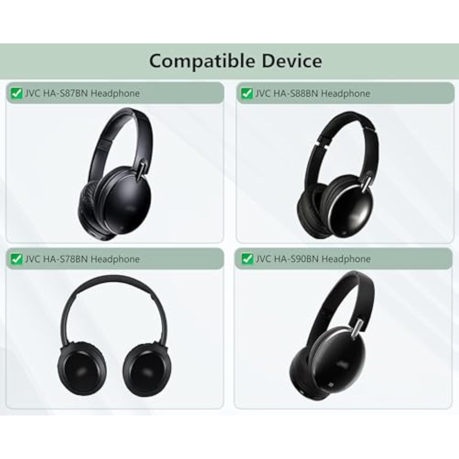 Breathable Replacement Earpads Compatible With Jvc Ha-S87Bn Ha-S88Bn Ha-S90Bn Ha-S78Bn Headphones Ear Pads Cushion(Breathable Fabric/High Density Foam)