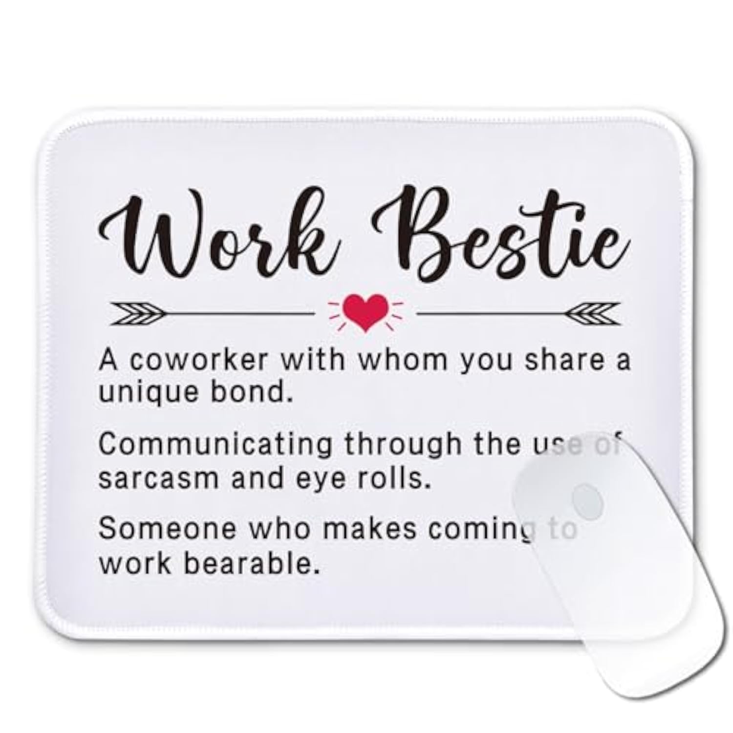 Funny Inspirational Mouse Pad Gifts - Work Bestie Definition - Non-Slip Mousepad With Stitched Edge - Rectangular Mouse Mat For Work Laptop - Thank You Gifts For Employee, Coworker, Friend