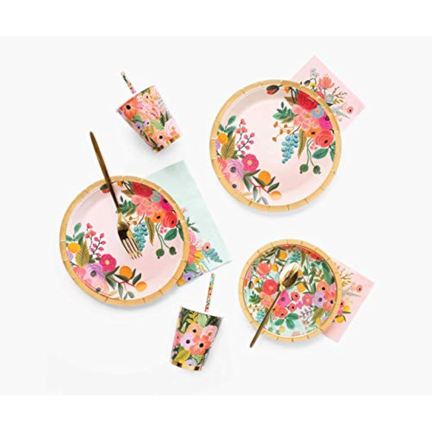RIFLE PAPER CO. Garden Party Small Plates, Vibrant Floral Design, Perfect for Parties, Celebrations, and Special Occasions, Durable and Stylish Tableware to Add a Fun, Elegant Touch to Any Event