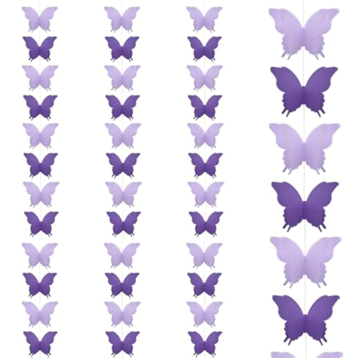 Yosawa 4 Pcs Large Paper Butterfly Banner Hanging Decorative, Curtain Hanging Paper Flower For Halloween Home Ceiling Decor Birthday Party Baby Shower Wedding Showcase Decoration?Zd/Purple?