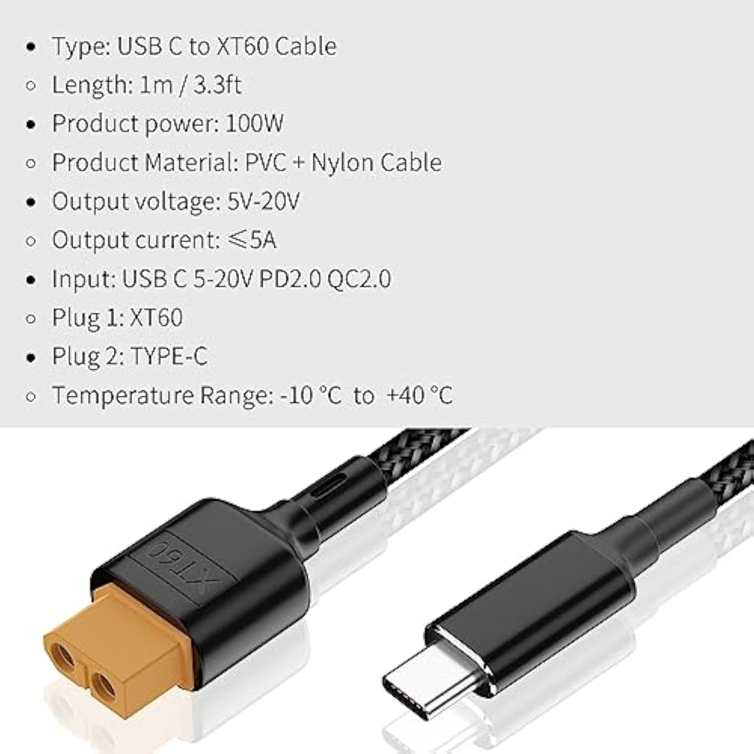 Usb C To Xt60 Adapter Cable, Usb Type-C To Xt60 Charging Cable, Xt60 Female To