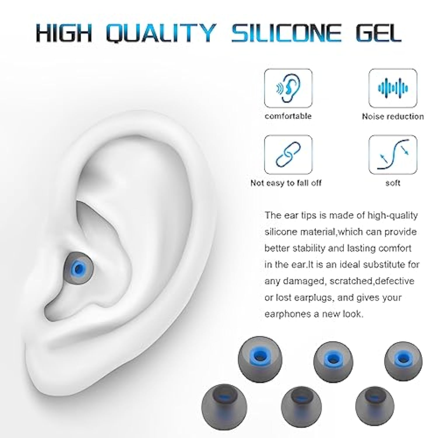 3 Pairs Replacement Silicone Eartips Earbuds Eargels Compatible With Jbl Tune120 T125Tws T120Tws Earphones