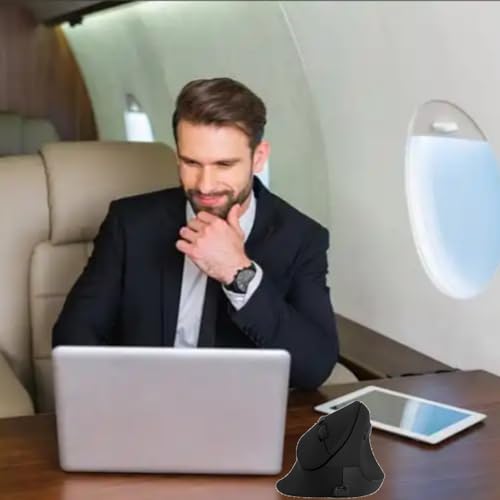 Ergonomic Vertical Wireless Rechargeable Mouse, 2.4Ghz, 800/1200/1600 Dpi, 6 Buttons, Pinky Finger Rest, 123Mm X 90Mm X 72Mm, Black