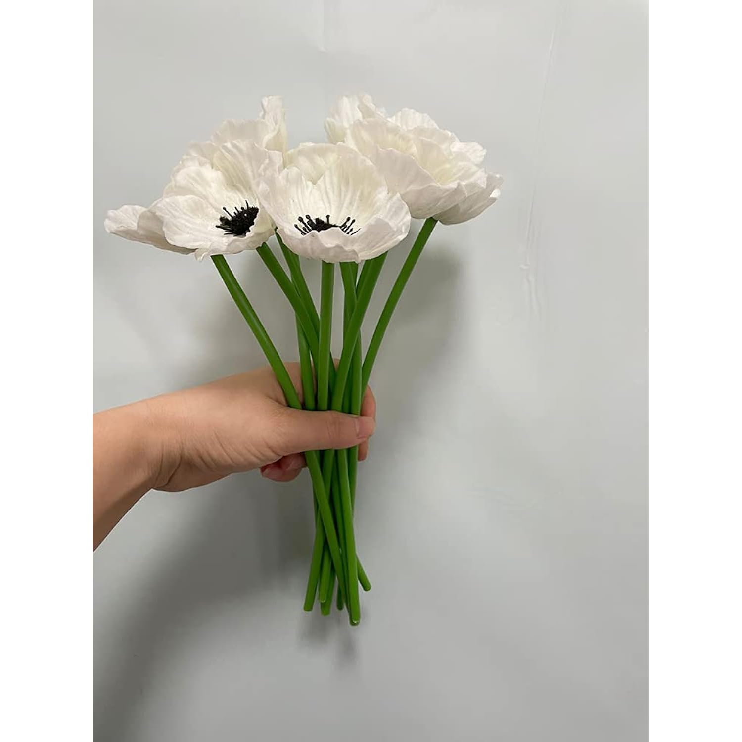 10 Stem 11" Bouquets Artificial Flowers Poppy Flowers,No Fade Faux Anemone Wild Flowers For Kitchen Table Centerpiece Vase,Home Greenery Wedding Holding Flowers Backdrop Arch Wall(White)