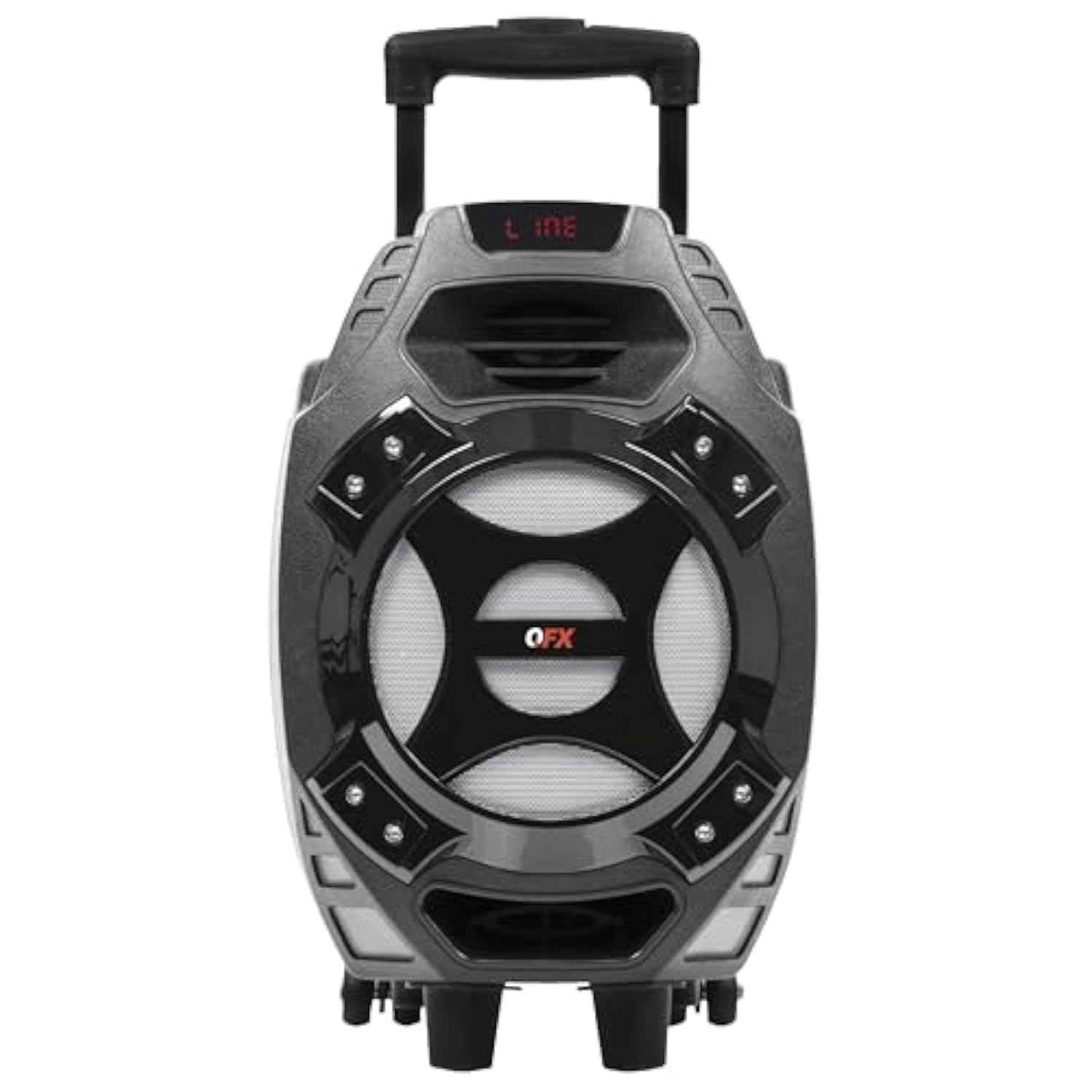 Pbx-61081 Rechargeable Portable Speaker | 8" Woofer | 400 Watts | Bluetooth, Aux, Sd Card, Fm Radio | Handle, Wheels, 12 Lbs | Perfect For Tailgating, Indoors, Outdoors Audio | Silver