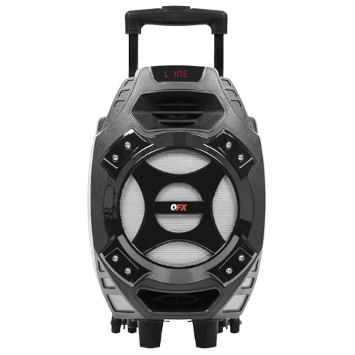 Pbx-61081 Rechargeable Portable Speaker | 8" Woofer | 400 Watts | Bluetooth, Aux, Sd Card, Fm Radio | Handle, Wheels, 12 Lbs | Perfect For Tailgating, Indoors, Outdoors Audio | Silver
