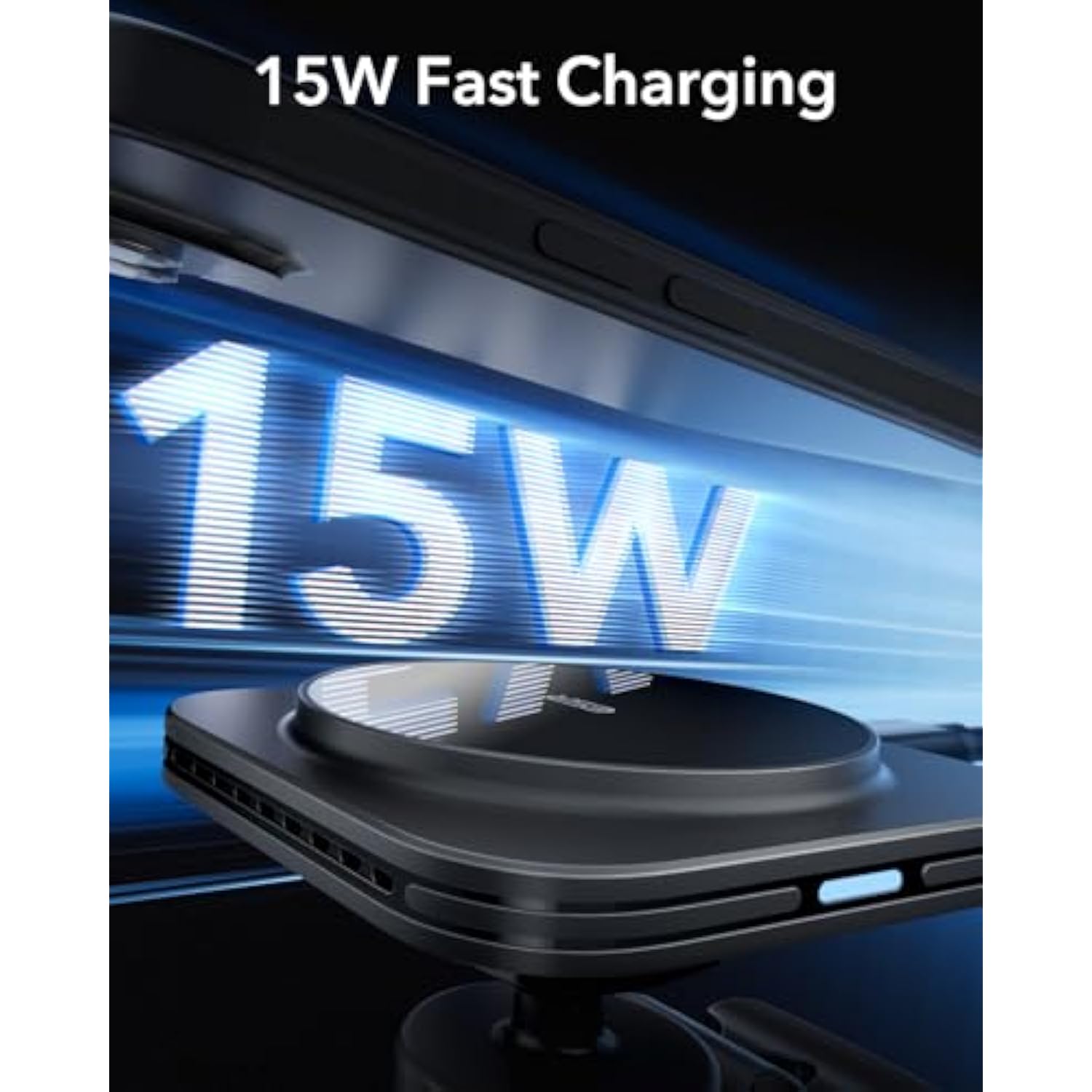 15W MagSafe Car Mount Charger, Fast Wireless Charging for iPhone 15/14/13/12