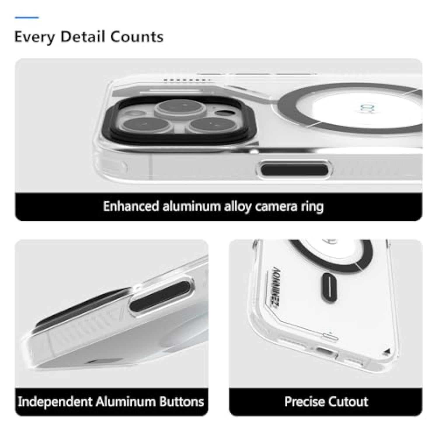For Iphone 16 Pro Max Magnetic Cooling Case, Advanced Imd Technology, Aluminum Alloy Camera Frame, Compatible With Magsafe - Translucent White