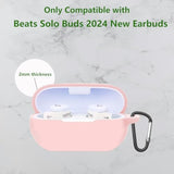 Case Cover Compatible With Beats Solo Buds Earbuds, Soft Silicone Protective Skin With Bling Keychain Accessories For Women Girl (Pink)