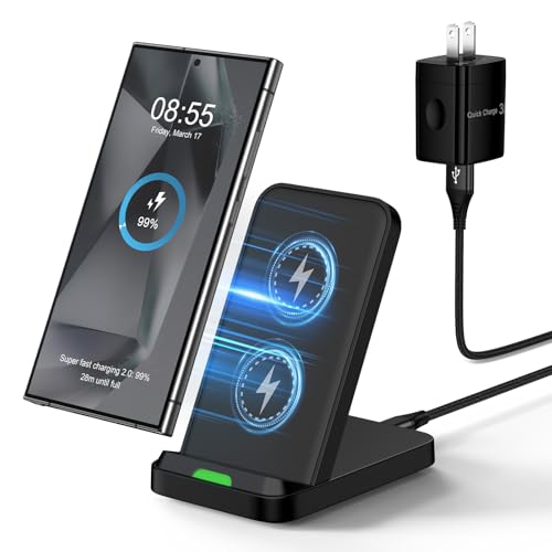 Wireless Charger Stand for Moto G Stylus 5G 2025/2024,Moto Edge/Razr 2025,Moto G Power 5G 2025/2024,15W Fast Charging Station with QC Adapter for