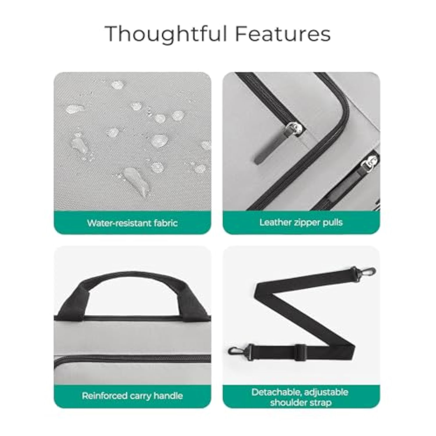 BAGSMART 15-16 Inch Laptop Case Bag, Protective Laptop Sleeve with Multiple Compartments for MacBook Air/Pro 15.6 Inch, Lightweight Water Resistant Laptop Bag for Men Fitted with Dell HP Lenovo, Gray