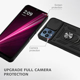 For Revvl 6 5G Case, Revvl 6X 5G Case With Slide Camera Cover And 2Pcs Hd Screen Protector, 360° Rotation Ring Kickstand [Military Grade] Protective Case (Black)