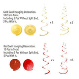 Gold Red Foil Swirl Hanging Decorations Pack of 20 Party Event Supplies