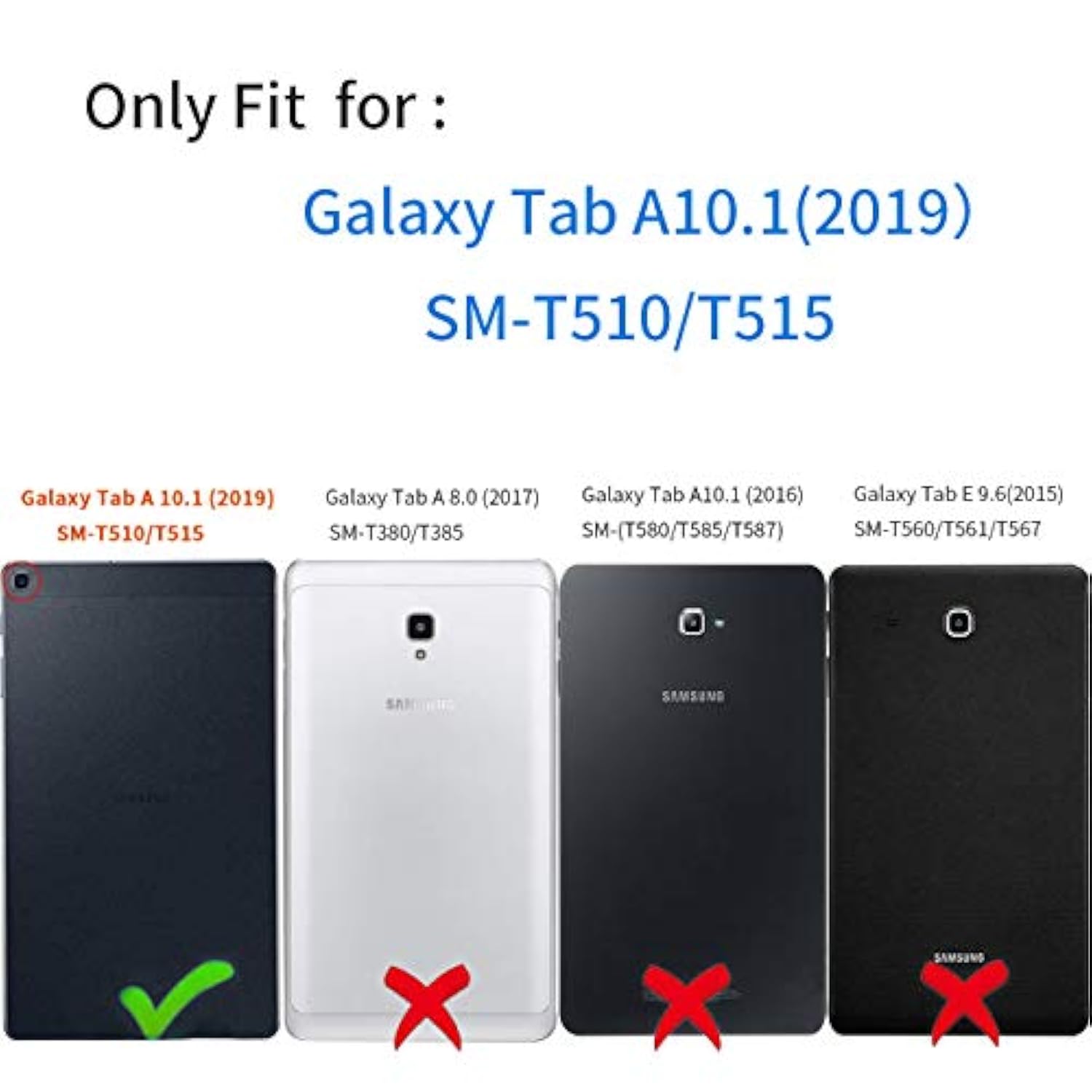 Galaxy Tab A 10.1 2019 Case,Sm-T510/T515 Case,Lightweight Pu Leather Folio Adj