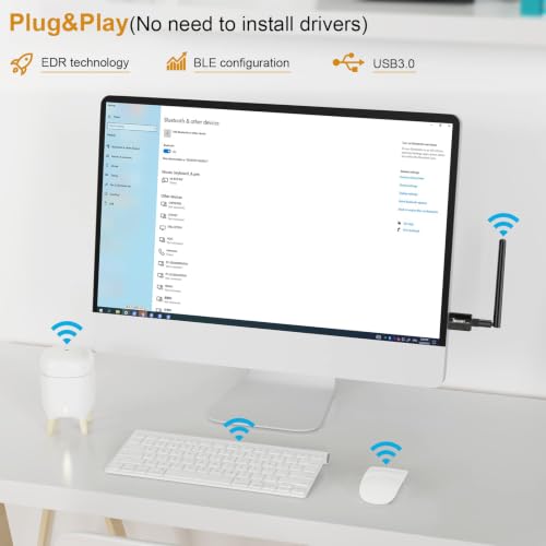 Long Range Usb Bluetooth 5.3 Adapter For Desktop Pc - 328Ft Wireless Transfer For Mouse, Keyboard, Headphones - Win11/10/8.1 Support