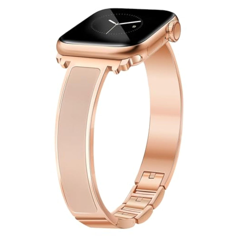 Rose Gold Slim Watch Bands For Women Compatible With Apple Watch 38Mm 40Mm 41Mm 42Mm (S10) Jewelry Dressy Bracelet Metal Strap Adjustable For Iwatch Series 10/9/8/7/6/5/4/3/2/1/Se