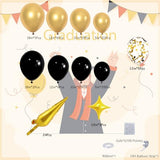 Black and Gold Balloons Garland Arch Kit, 143Pcs Black Gold Confetti Latex Balloons for 2026 Graduation Anniversary Birthday New Year Party Decorations