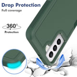 Dual Layer Protective Heavy Duty Cell Phone Cover Shockproof Rugged with Screen Protector for Samsung Galaxy S21 5G 2021, 6.2", Dark Green