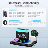 Wirelss Charging Staion,3 In 1 Multiple Charger Stand With Alarm Clock,7 Night Light,Mag-Safe Charging Dock For Iphone 16 15 14 13 12 11 Pro Max Plus,Apple Watch10/9/8/7/Ultra/Se,For Airpods