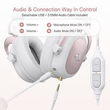 H510 Zeus White Wired Gaming Headset - 7.1 Surround Sound - Memory Foam Ear Pads - 53MM Drivers - Detachable Microphone - Multi Platforms for PC,