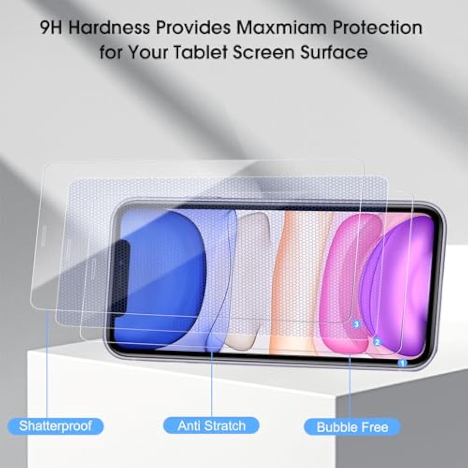 iPhone 11/XR 6.1 Inch 3-Pack Tempered Glass Screen Protector 9H HD