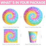 Tie Dye Party Decorations Tableware - Pastel Tie Dye Birthday Party Supplies, Plate, Cup, Napkin, Tablecloth, Cutlery, Girls Tie Dye 1St 2Nd 3Rd Birthday Baby Shower Decorations, Serve 24